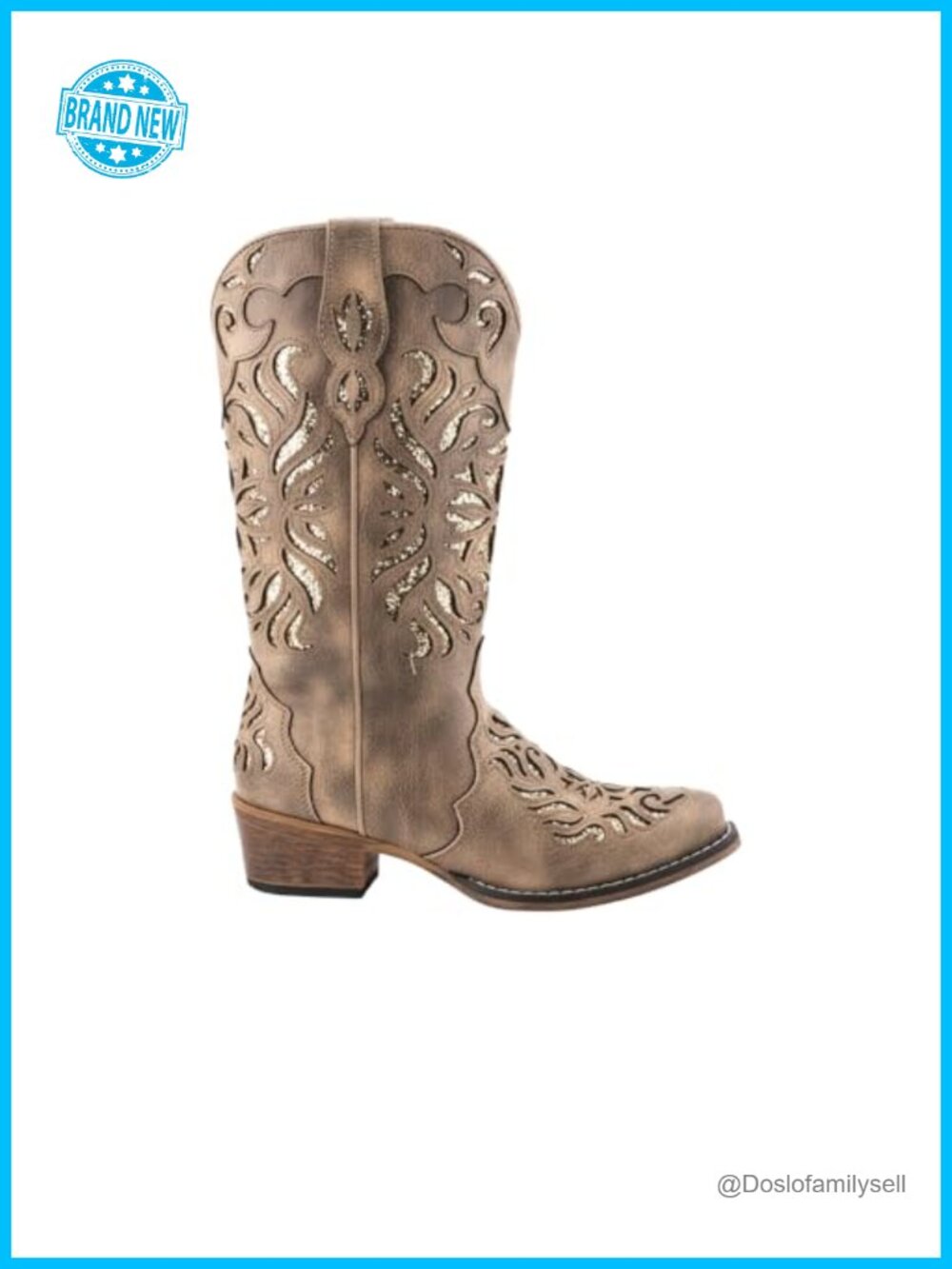 Faux Leather Glitter Underlay Snip Toe Mid-Calf Boots
